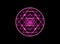 Sri Yantra Sacred geometry, pink neon sign chakras symbol of Hindu tantra formed by nine interlocking triangles that radiate logo