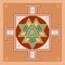 Sri Yantra - symbol of Hindu tantra formed by interlocking triangles that radiate out from the central point. Sacred geometry.