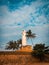 Srilankan Gallefort Lighthouse evening sky view with palm trees