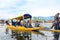 Srinagar, India - April 25, 2017 : Lifestyle in Dal lake, People living in \'House boat \' and using small boat \'Shikara \' for