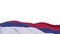 Srpska Republika fabric flag waving on the wind loop. Srpska Republika embroidery stiched cloth banner swaying on the breeze. Half