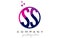 SS S S Circle Letter Logo Design with Purple Dots Bubbles