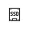 SSD, storage disk line icon