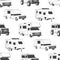 Sseamless pattern with camper vans silhouettes Vector illustration. Background, wallpaper, seamless pattern with