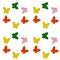 Sseamless pattern of colored butterflies with felt on a white background