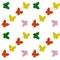 Sseamless pattern of colored butterflies with felt on a white background