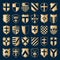 Sset of gold heraldic shields