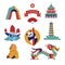 A sSet of vector icons. Chinese architecture and attractions.