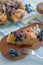 Ssweet home made almond blueberry pie on a plate