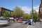 St Albans-UK - 19 May 2021 - People shopping and walking on busy retail high street with market stalls and shops