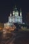 St. Andrew`s Church in Kiev, evening lights
