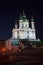 St. Andrew`s Church in Kiev, evening lights