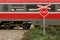 St Andrew`s Cross and stop sign at railroad level crossing