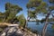 St. Anthony Canal, Sibenik, Croatia. The road along the coast of the canal