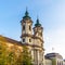 St. Anthony\\\'s Church in Padua is the dominant building on Dobo Istvan Square in Eger  Hungary