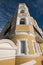 St Aubyns Mansions on Kings Esplanade. Restored mustard coloured block of flats overlooking the sea in Hove, East Sussex UK.