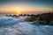 St. Augustine Florida Ocean Beach Sunrise With Crashing Waves