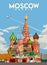 St basil cathedral in mosque illustration best for travel poster with vintage style