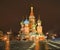 St. Basil Cathedral on Red square Cathedral of Protection of Virgin on Ditch in winter in early morning. Building was built from