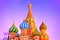 St. Basil\'s cathedral in Moscow at dusk.