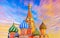 St. Basil\'s cathedral in Moscow at dusk.