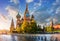 St. Basil`s Cathedral on Red Square in Moscow