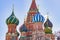 St Basil`s cathedral on Red Square in Moscow. Domes the cathedral lit by the sun