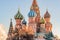 St Basils cathedral on Red Square in Moscow on sunset