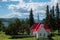 St. Bernard Chapel with view to the lake. Mont-Tremblant