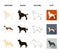 St. Bernard, retriever,doberman, labrador. Dog breeds set collection icons in cartoon,black,outline,flat style vector