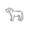 St. Bernard Swiss mountain dog isolated thin line