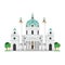St. Charlesâ€™ Church Vienna, Austria. Isolated on white background vector illustration