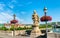 St. Frederick of Utrecht on Alte Mainbrucke, the old bridge across the Main river in Wurzburg, Germany