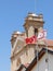 St. George Cathedral, Northern Cyprus on a sunny day with Turkish flags flyingand TRNC