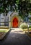 St George`s Church in Beckenham with churchyard and path to main entrance.