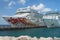 St. George`s, Grenada - Nov 08, 2017: Cruise liners moored to pier