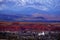 St. George Utah Valley with Mormon LDS Temple Red Cliffs and Snow Covered Mountains