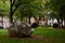 St Gereon head statue on the park in Cologne, Germany