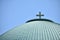 St. Hedwigs Cathedral closeup cross on roof in Mitte Berlin Germany