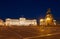 St. Isaac`s square with the monument to Nicolas the first and the Mariinsky Palace at night