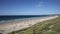 St Ives Bay beach Cornwall uk with people and blue sky and sea