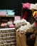 St Ives, Cornwall, UK - April 13 2018: Selection of small bags and other accessories with messages on, in a ladies shop