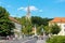 St. James Church over looking the St. James Bridge in Ljubljana, Slovenia