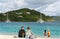 St John, U.S Virgin Islands - February 21, 2024 - Tourists enjoying the beautiful beach on the Long Bay Beef Island