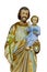 St Joseph holding the Christ child statue isolated