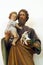 St. Joseph holds baby Jesus, statue in the church of St. Michael the Archangel in Mihovljan, Croatia