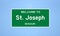 St. Joseph, Missouri city limit sign. Town sign from the USA.