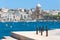 St Joseph`s Church Malta Msida Il-Kalkara view from the bay with boats