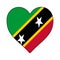 St Kitts and Nevis Heart Shape Flag. Love St Kitts and Nevis. Visit St Kitts and Nevis. Caribbean. Latin America. Vector