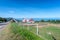 St.Lawrence River and a red painted farm, Quebec